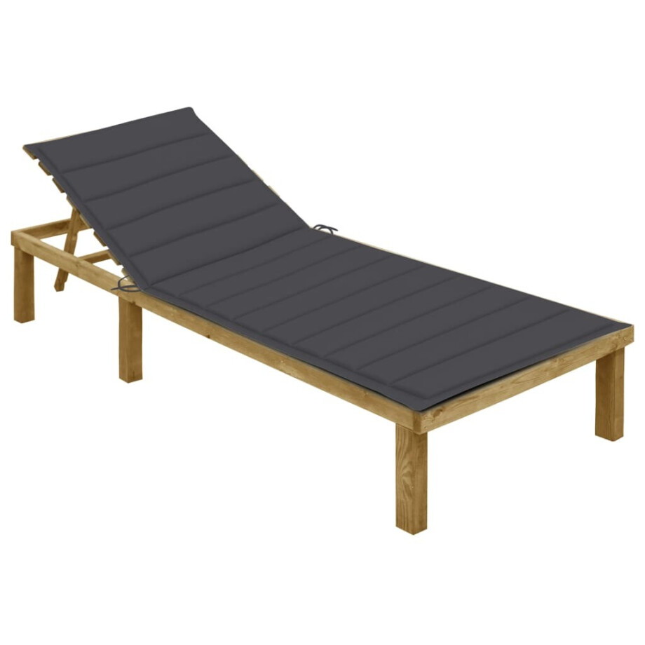 vidaXL Ligbed met antracietkleurig kussen geïmpregneerd grenenhout vidaXL Ligbed met antracietkleurig kussen geïmpregneerd grenenhout afbeelding 1