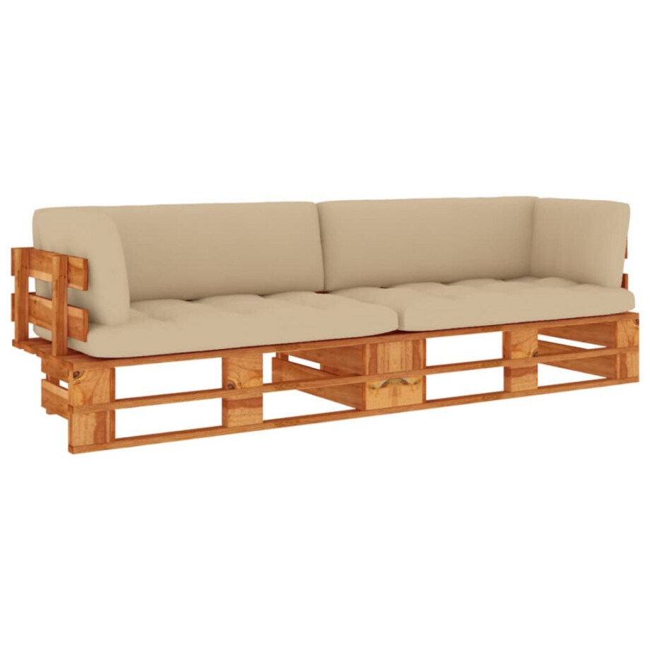 vidaXL Tweezitsbank pallet met kussens honingbruin geïmpregneerd hout afbeelding 1