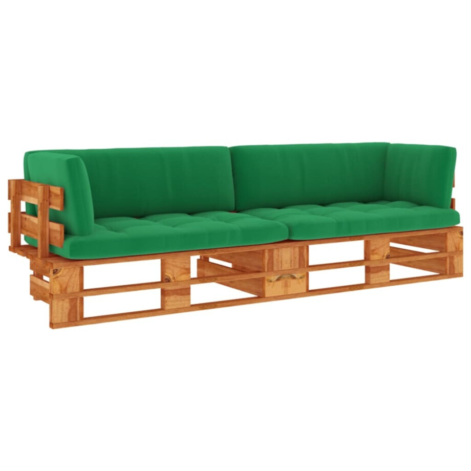 vidaXL Tweezitsbank pallet met kussens honingbruin geïmpregneerd hout afbeelding 1