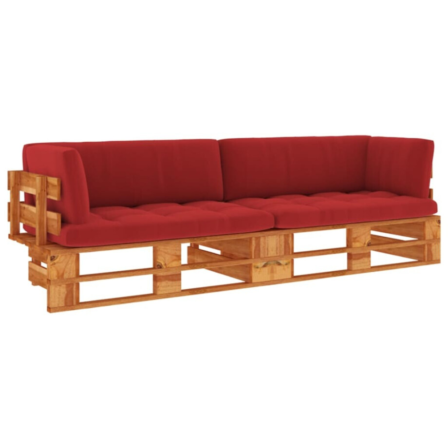 vidaXL Tweezitsbank pallet met kussens honingbruin geïmpregneerd hout afbeelding 1