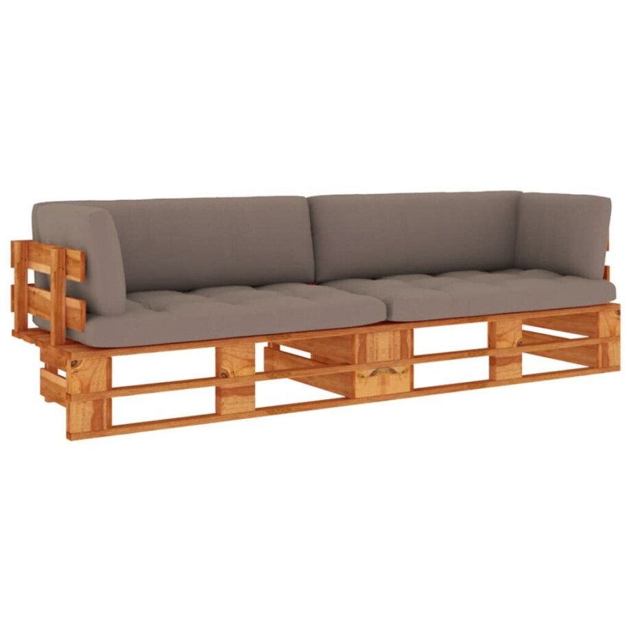 vidaXL Tweezitsbank pallet met kussens honingbruin geïmpregneerd hout afbeelding 1