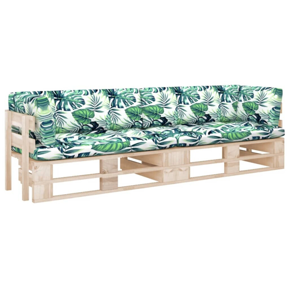 vidaXL Tweezitsbank pallet met kussens geïmpregneerd grenenhout afbeelding 1