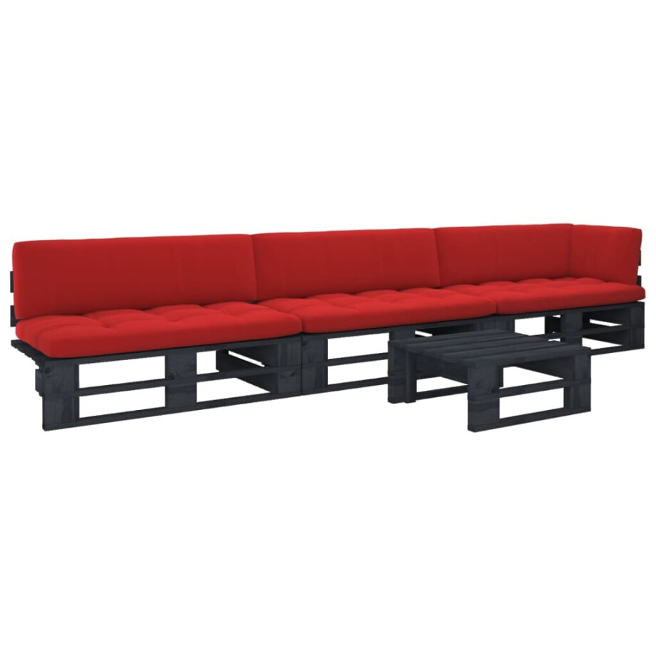 vidaXL 4-delige Loungeset pallet met kussens zwart geïmpregneerd hout afbeelding 1