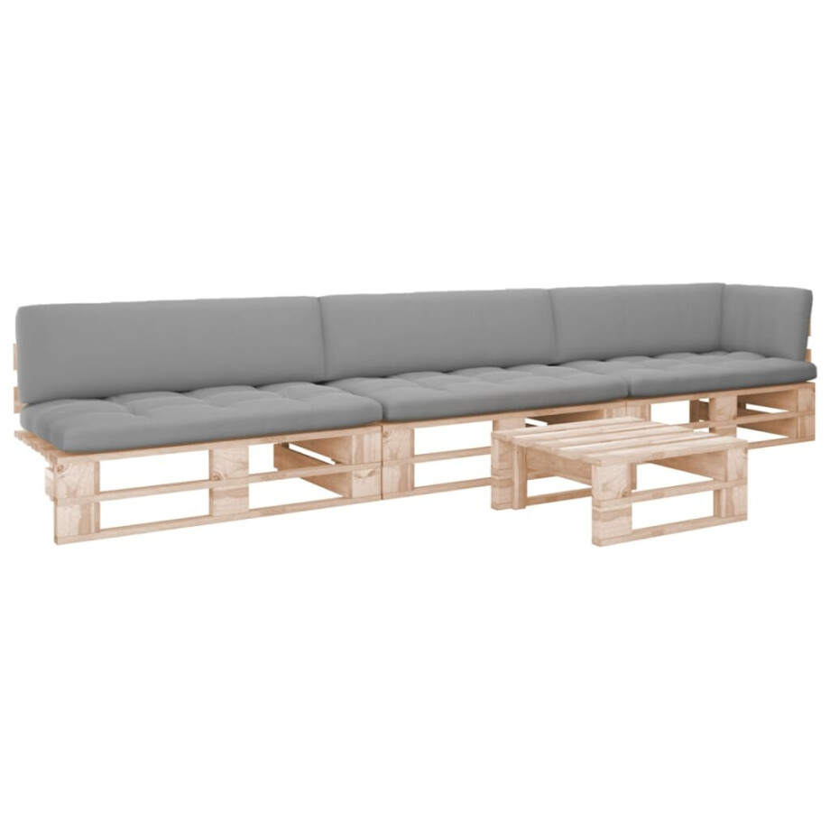 vidaXL 4-delige Loungeset pallet met kussens geïmpregneerd grenenhout afbeelding 1