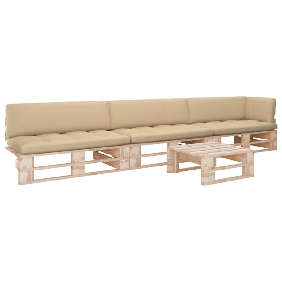 vidaXL 4-delige Loungeset pallet met kussens geïmpregneerd grenenhout afbeelding 1