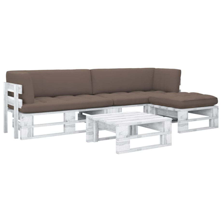 vidaXL 4-delige Loungeset pallet met kussens wit geïmpregneerd hout afbeelding 1
