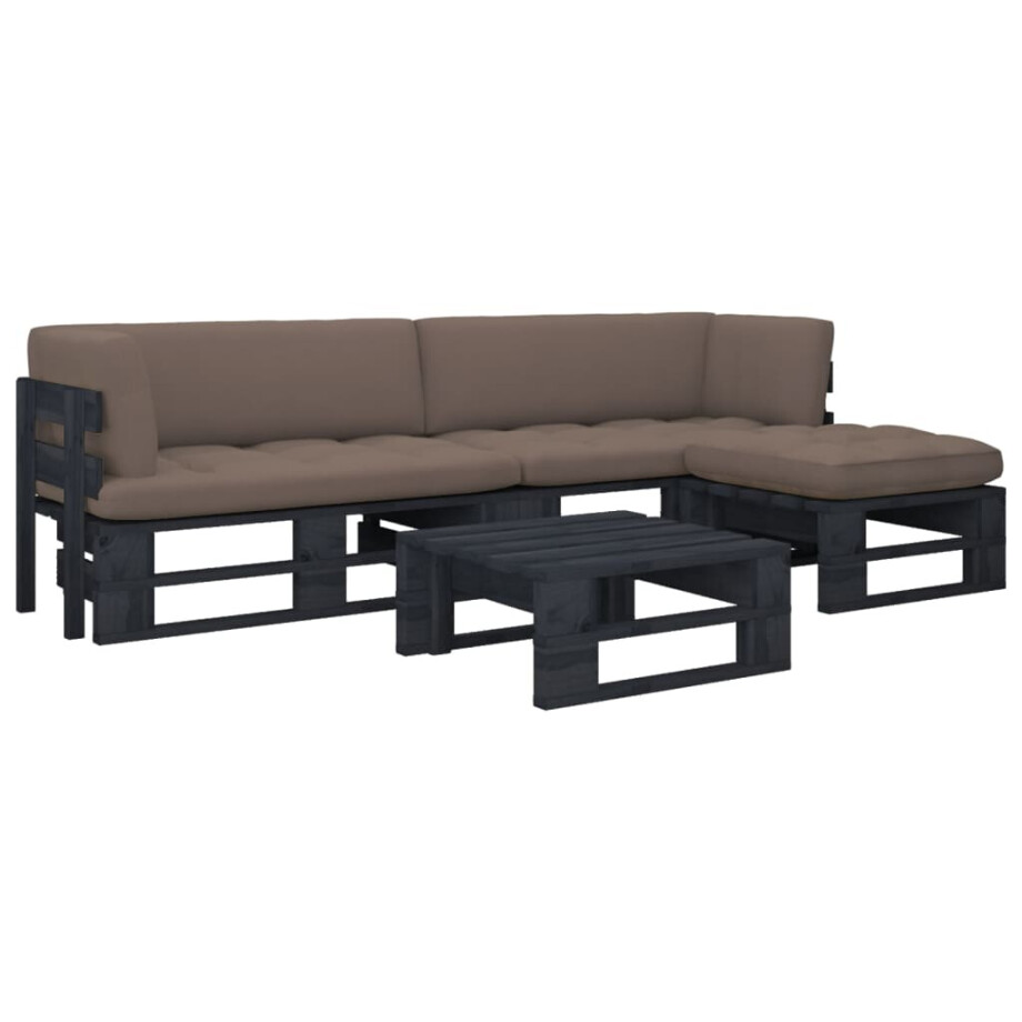 vidaXL 4-delige Loungeset pallet met kussens zwart geïmpregneerd hout afbeelding 1