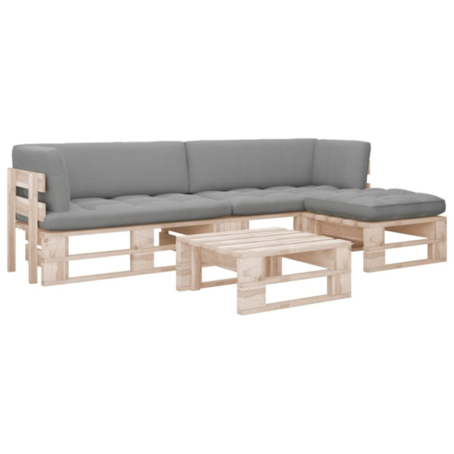 vidaXL 4-delige Loungeset pallet met kussens geïmpregneerd grenenhout afbeelding 1