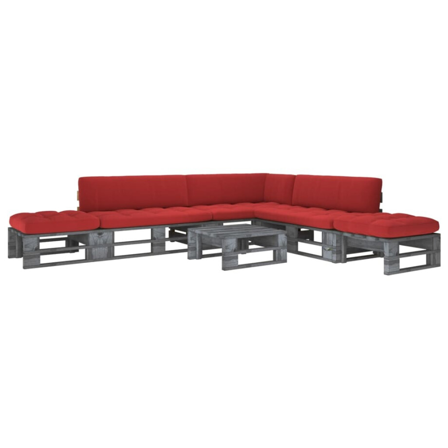 vidaXL 6-delige Loungeset pallet met kussens grijs geïmpregneerd hout afbeelding 1