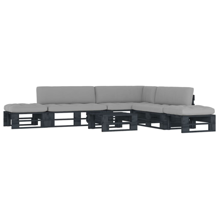 vidaXL 6-delige Loungeset pallet met kussens zwart geïmpregneerd hout afbeelding 1