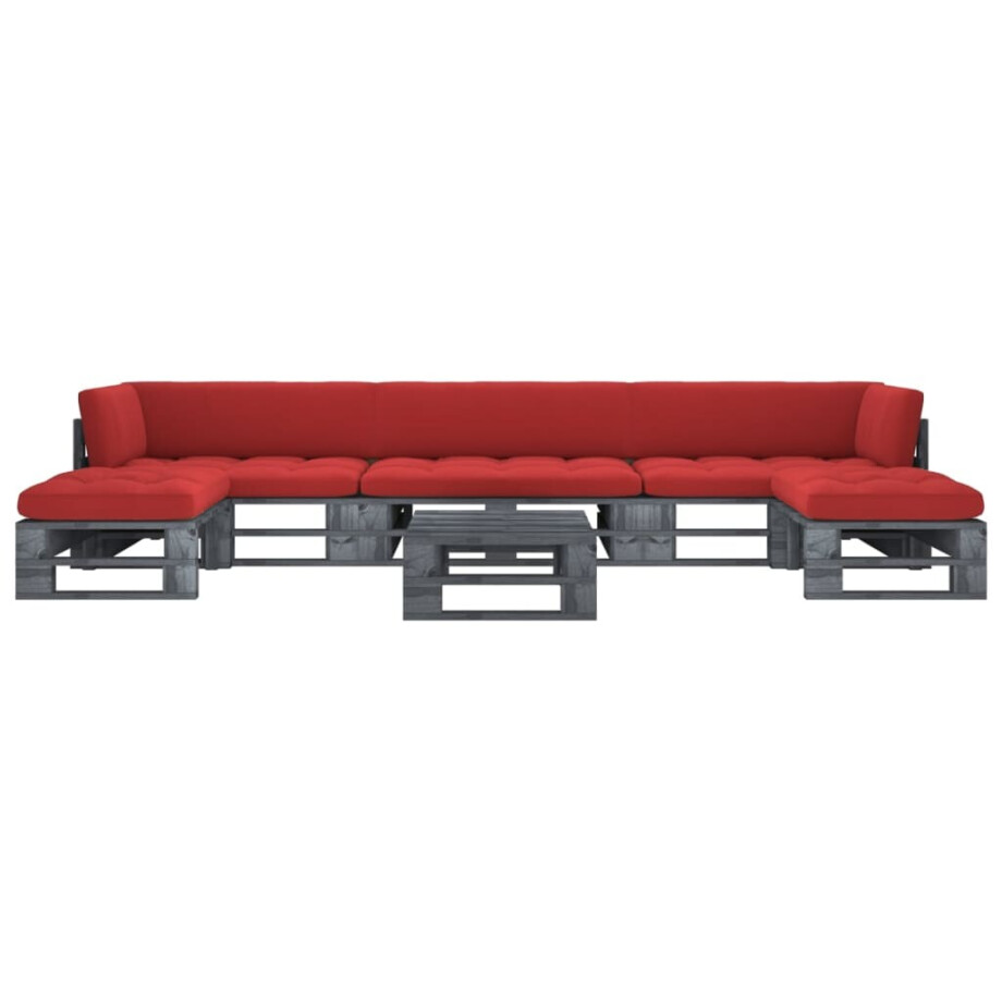 vidaXL 6-delige Loungeset pallet met kussens grijs geïmpregneerd hout afbeelding 1