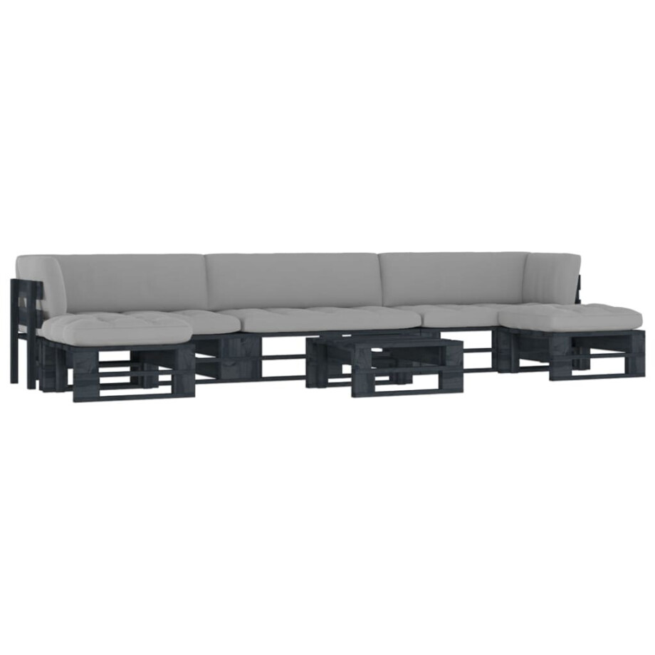 vidaXL 6-delige Loungeset pallet met kussens zwart geïmpregneerd hout afbeelding 1