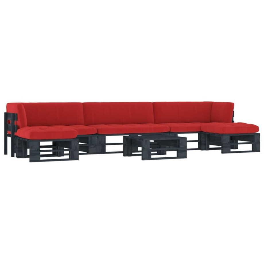 vidaXL 6-delige Loungeset pallet met kussens zwart geïmpregneerd hout afbeelding 1