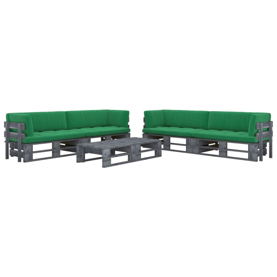 vidaXL 6-delige Loungeset pallet met kussens grijs geïmpregneerd hout afbeelding 1