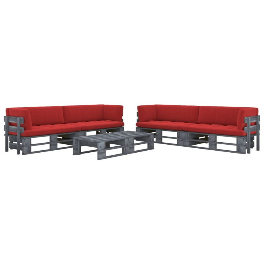 vidaXL 6-delige Loungeset pallet met kussens grijs geïmpregneerd hout afbeelding 1