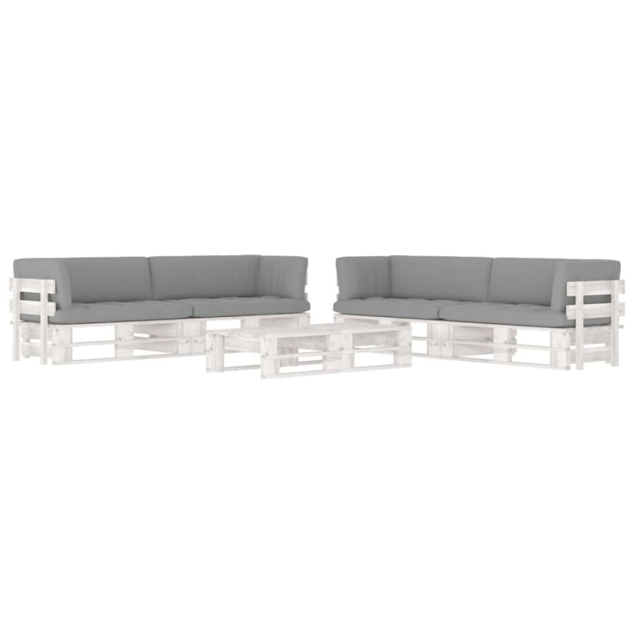 vidaXL 6-delige Loungeset pallet met kussens wit geïmpregneerd hout afbeelding 1
