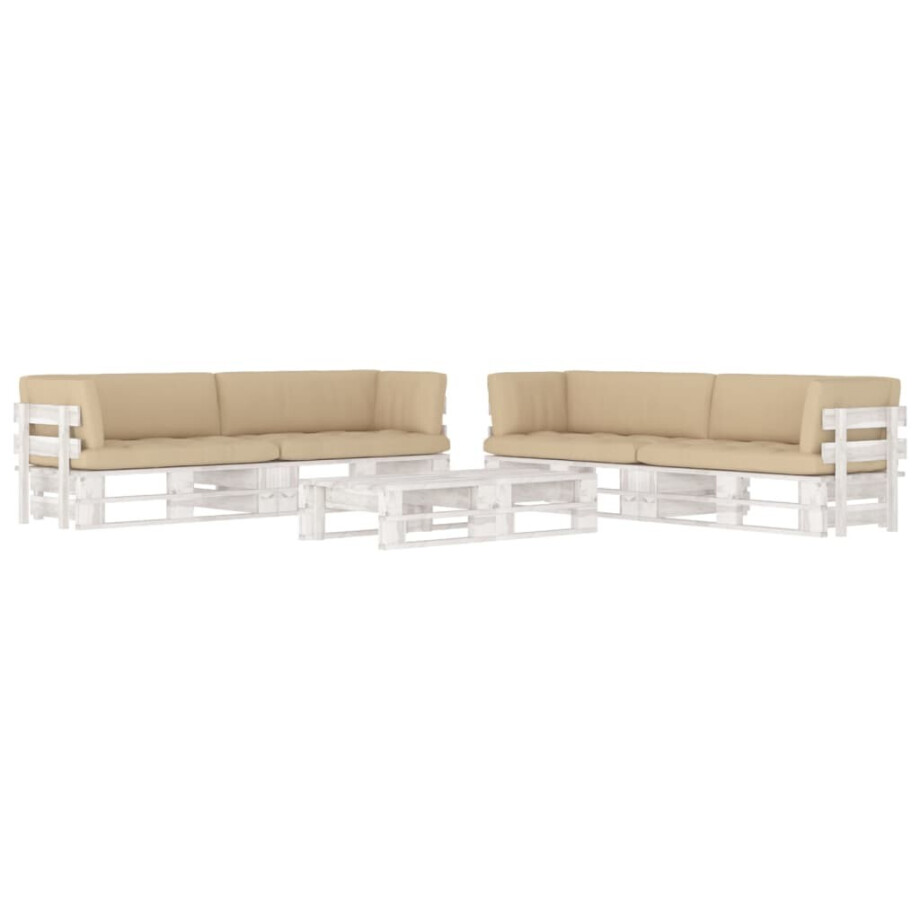 vidaXL 6-delige Loungeset pallet met kussens wit geïmpregneerd hout afbeelding 1