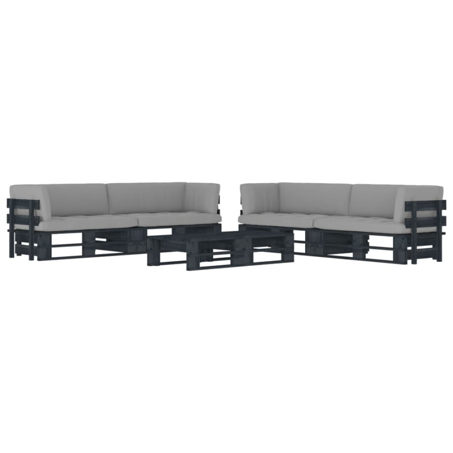 vidaXL 6-delige Loungeset pallet met kussens zwart geïmpregneerd hout afbeelding 1
