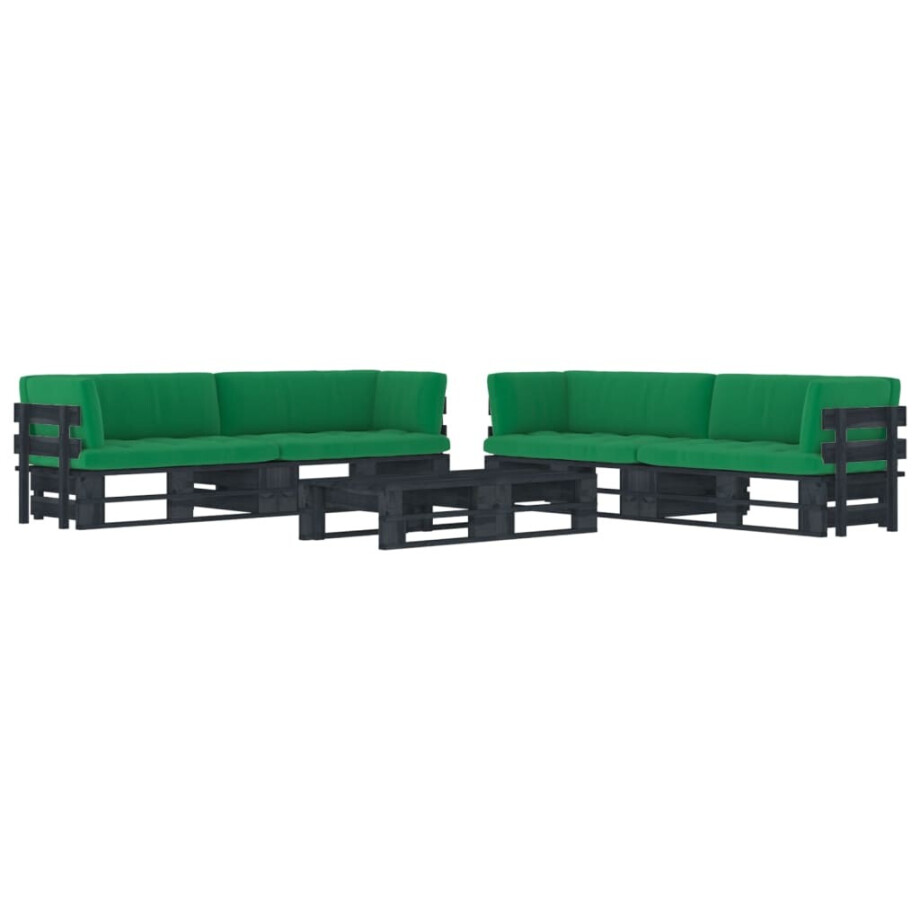 vidaXL 6-delige Loungeset pallet met kussens zwart geïmpregneerd hout afbeelding 1