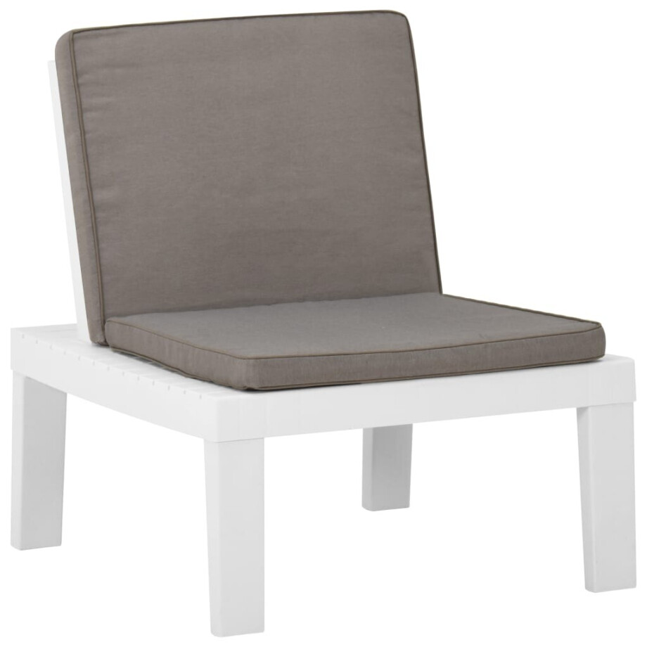 vidaXL Loungestoel met kussen kunststof wit vidaXL Loungestoel met kussen kunststof wit afbeelding 1