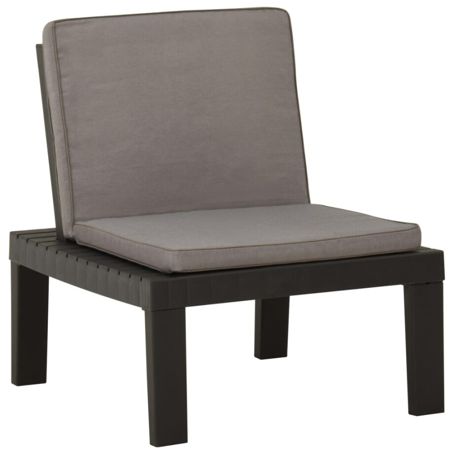 vidaXL Loungestoel met kussen kunststof grijs vidaXL Loungestoel met kussen kunststof grijs afbeelding 1