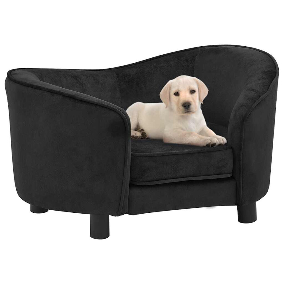 vidaXL Hondenbank 69x49x40 cm pluche zwart afbeelding 1