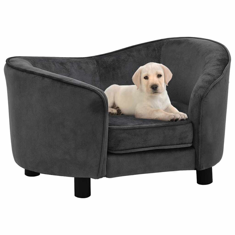 vidaXL Hondenbank 69x49x40 cm pluche donkergrijs afbeelding 1