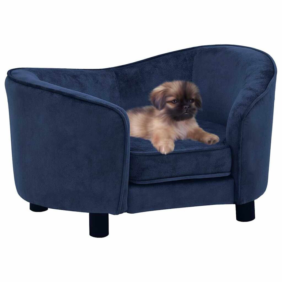 vidaXL Hondenbank 69x49x40 cm pluche blauw afbeelding 1