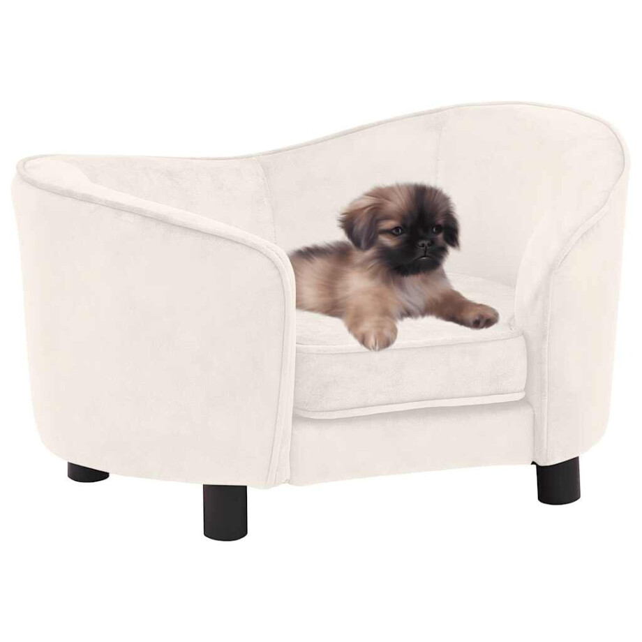 vidaXL Hondenbank 69x49x40 cm pluche crèmekleurig afbeelding 1