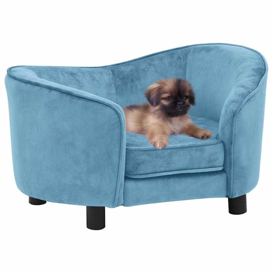 vidaXL Hondenbank 69x49x40 cm pluche turquoise afbeelding 1
