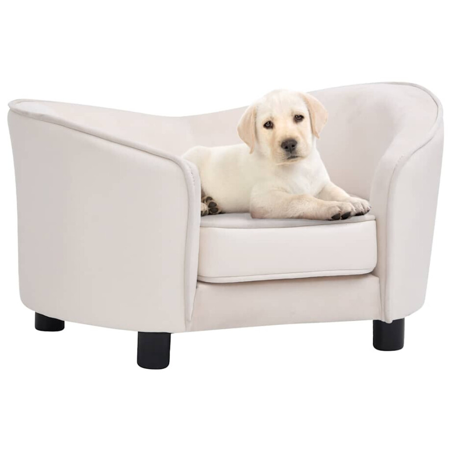 vidaXL Hondenbank 69x49x40 cm pluche en kunstleer crèmekleurig vidaXL Hondenbank 69x49x40 cm pluche en kunstleer crèmekleurig afbeelding 1