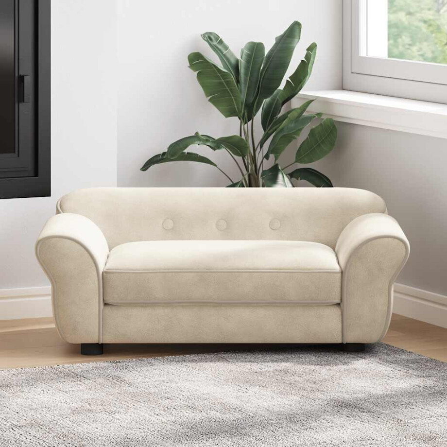 vidaXL Hondenbank 72x45x30 cm pluche crèmekleurig vidaXL Hondenbank 72x45x30 cm pluche crèmekleurig afbeelding 1