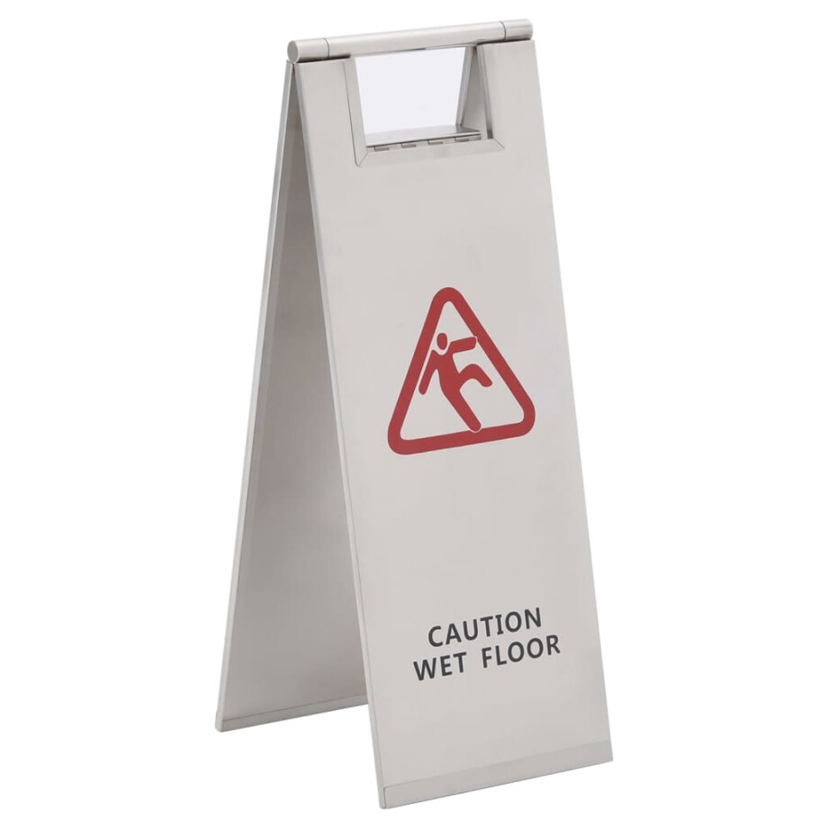 vidaXL Waarschuwingsbord natte vloer inklapbaar roestvrij staal vidaXL Waarschuwingsbord natte vloer inklapbaar roestvrij staal afbeelding