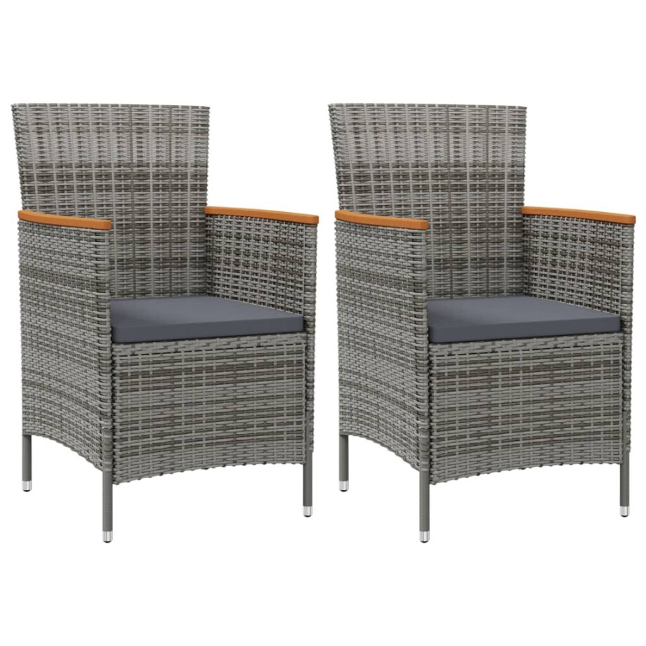 vidaXL Tuinstoelen 2 st poly rattan grijs vidaXL Tuinstoelen 2 st poly rattan grijs afbeelding 1