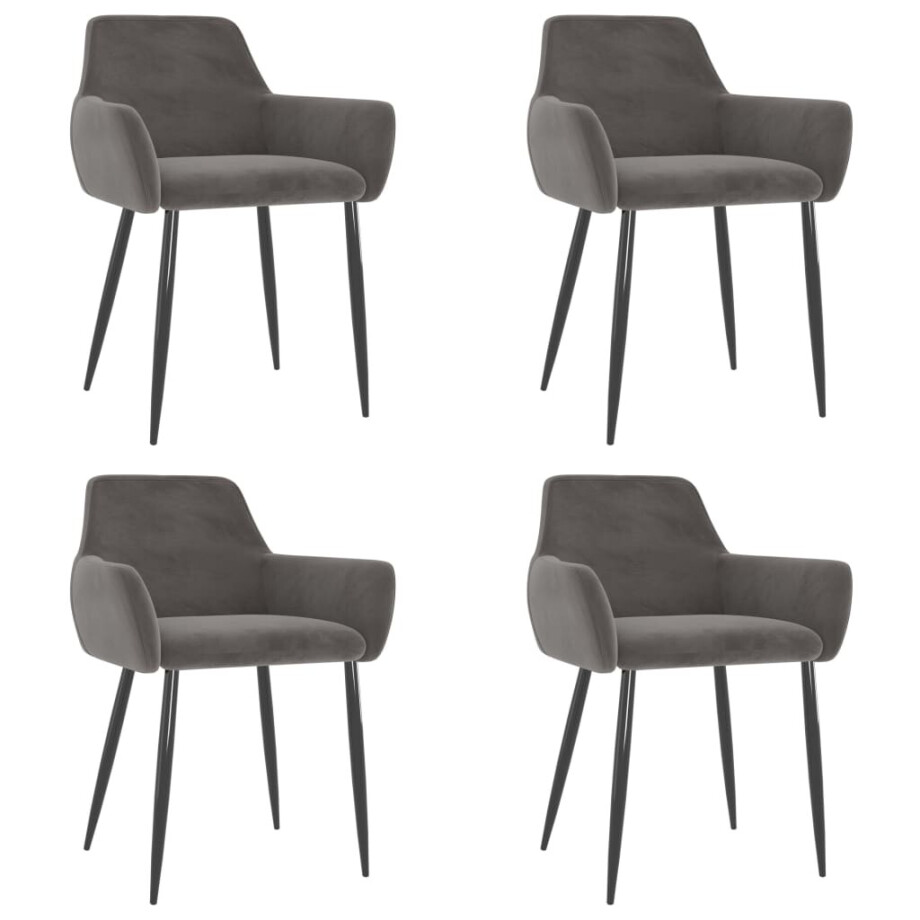 vidaXL Eetkamerstoelen 4 st fluweel donkergrijs vidaXL Eetkamerstoelen 4 st fluweel donkergrijs afbeelding 1