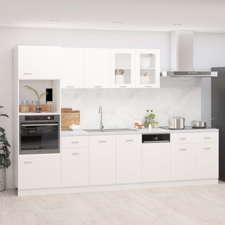 vidaXL 7-delige Keukenkastenset bewerkt hout wit vidaXL 7-delige Keukenkastenset bewerkt hout wit afbeelding 1