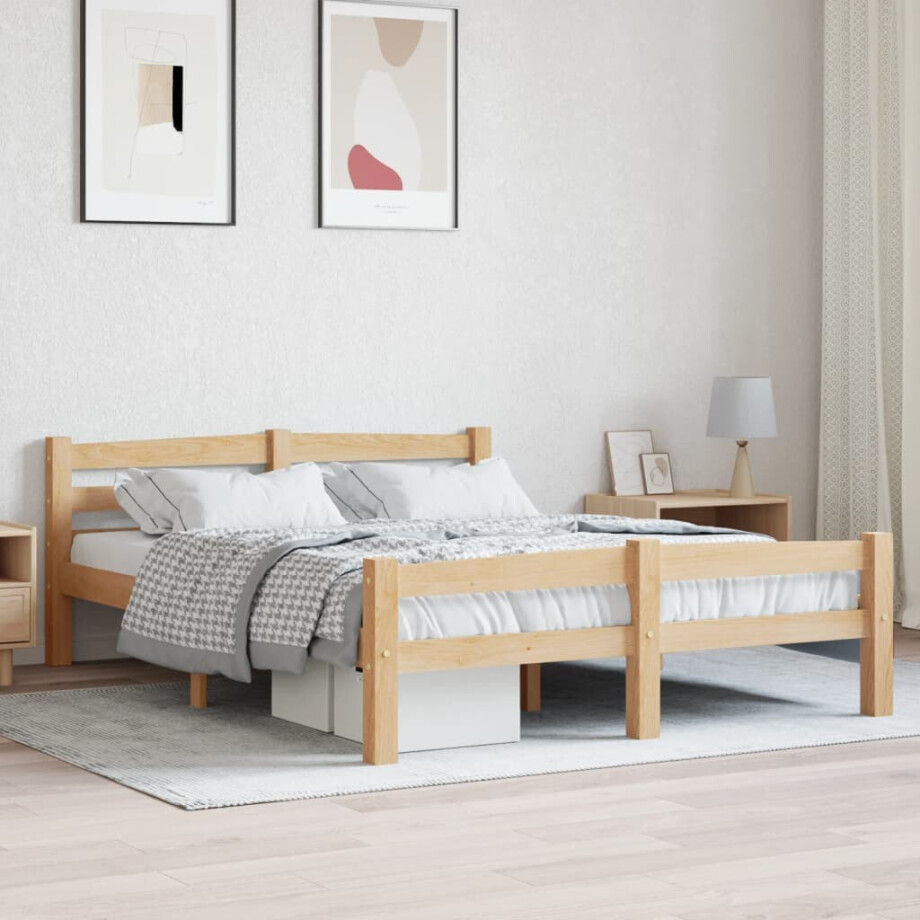 vidaXL Bedframe massief grenenhout 120x200 cm vidaXL Bedframe massief grenenhout 120x200 cm afbeelding 1