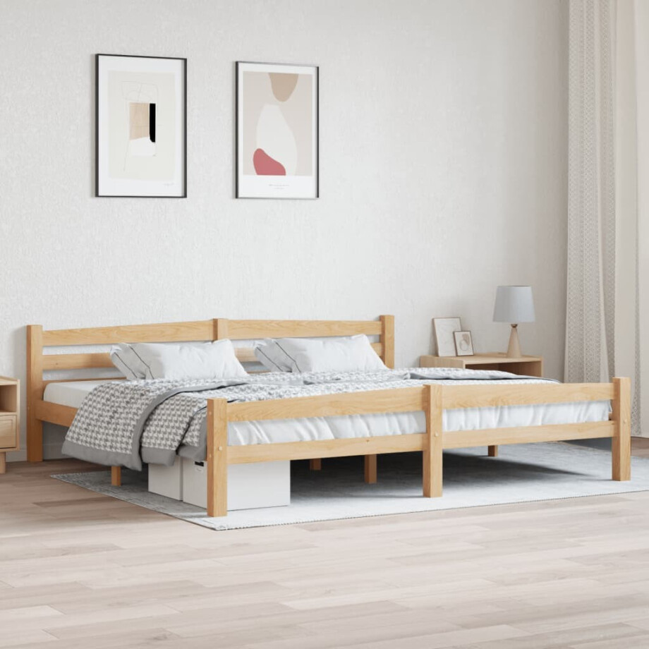 vidaXL Bedframe massief grenenhout 200x200 cm vidaXL Bedframe massief grenenhout 200x200 cm afbeelding 1