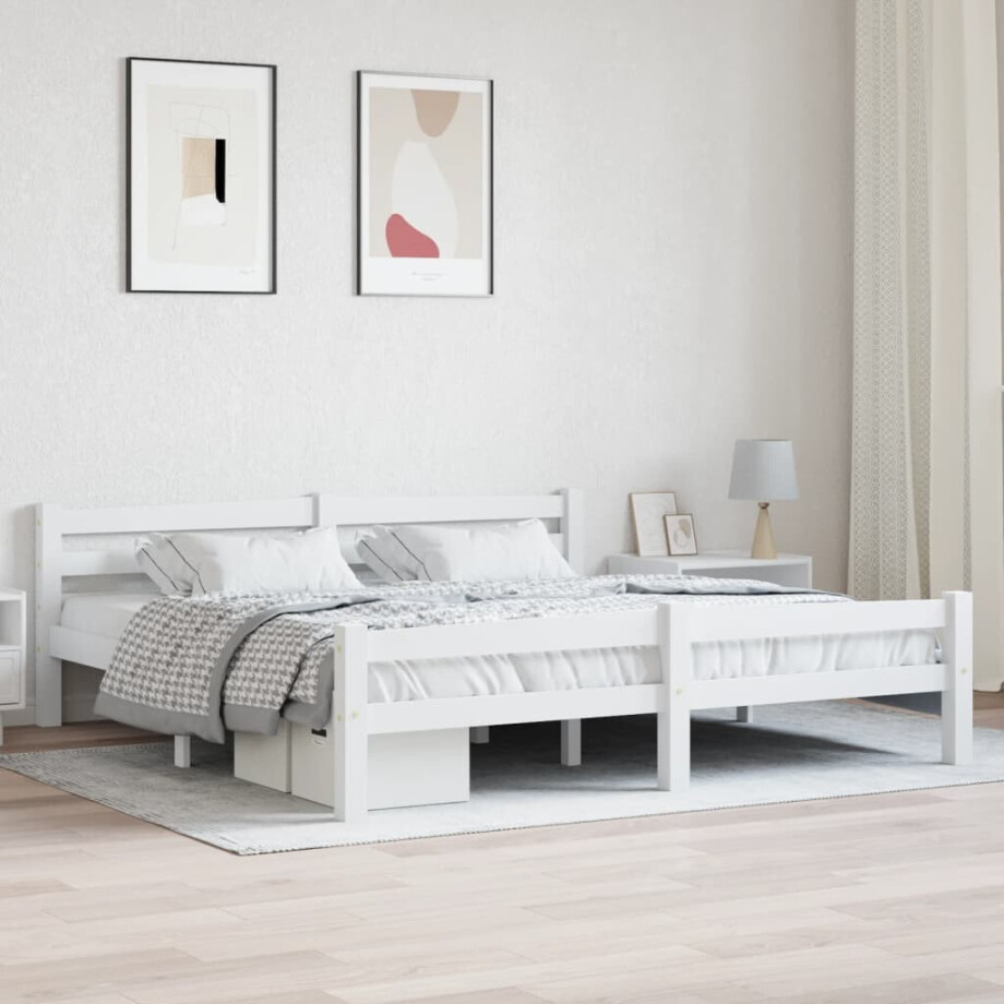 vidaXL Bedframe massief grenenhout wit 180x200 cm afbeelding 1