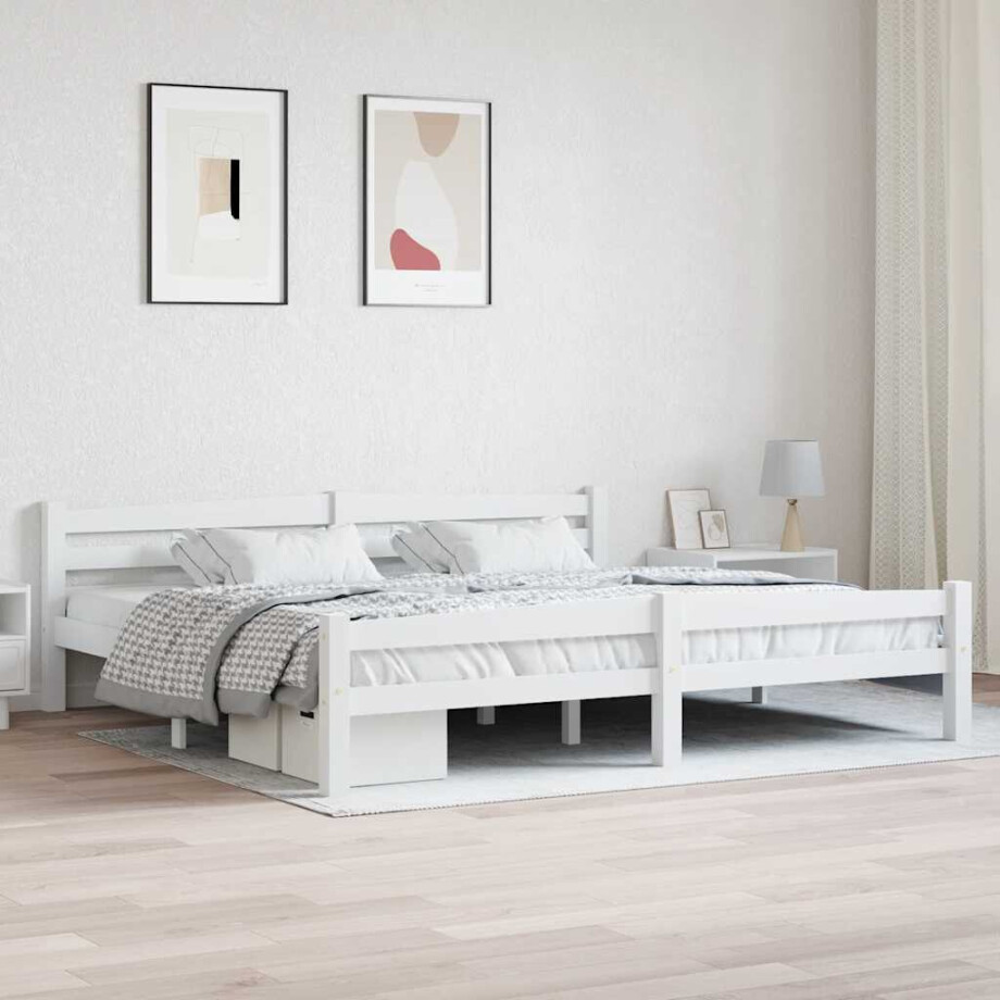 vidaXL Bedframe massief grenenhout wit 200x200 cm afbeelding 1