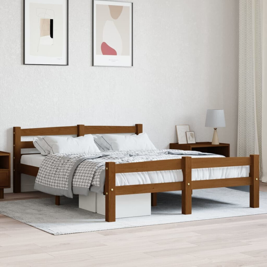 vidaXL Bedframe massief grenenhout honingbruin 120x200 cm vidaXL Bedframe massief grenenhout honingbruin 120x200 cm afbeelding 1