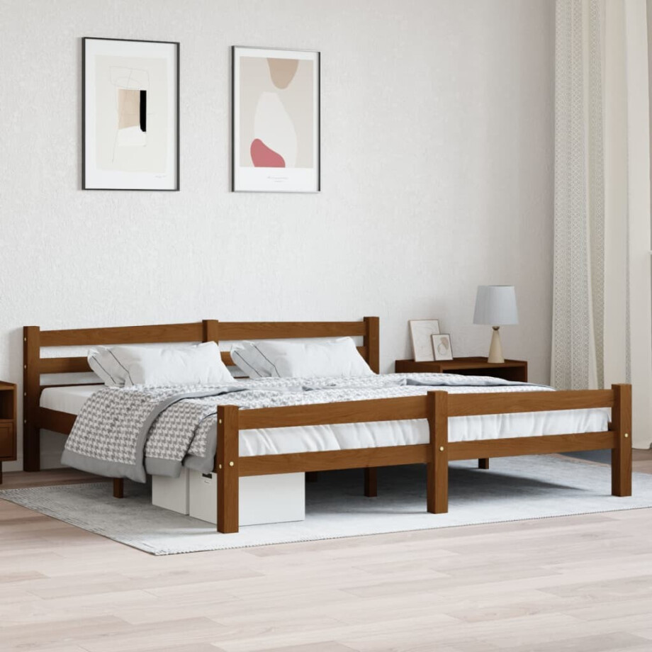 vidaXL Bedframe massief grenenhout honingbruin 180x200 cm vidaXL Bedframe massief grenenhout honingbruin 180x200 cm afbeelding 1