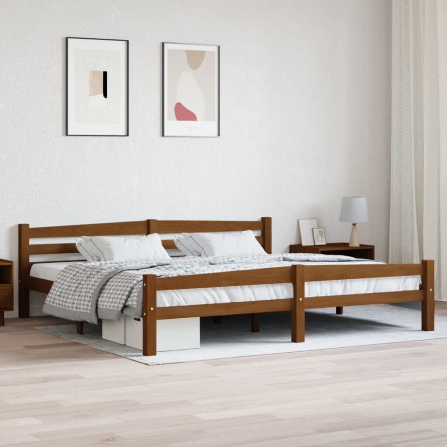 vidaXL Bedframe massief grenenhout honingbruin 200x200 cm afbeelding 1