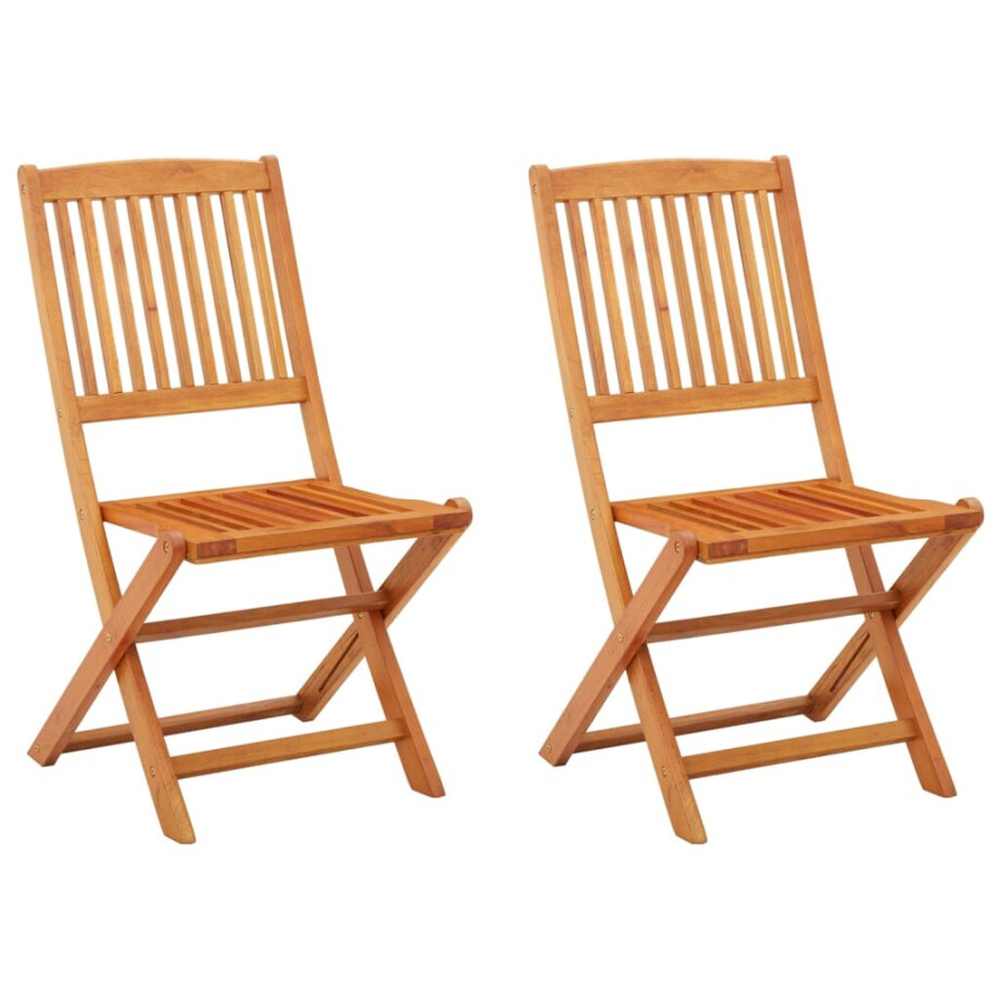 vidaXL Tuinstoelen 2 st inklapbaar massief eucalyptushout vidaXL Tuinstoelen 2 st inklapbaar massief eucalyptushout afbeelding 1