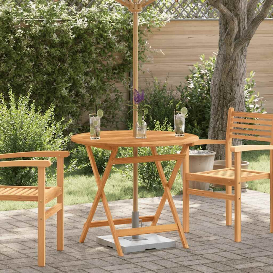 vidaXL Tuintafel inklapbaar Ø90x75 cm massief eucalyptushout afbeelding 1