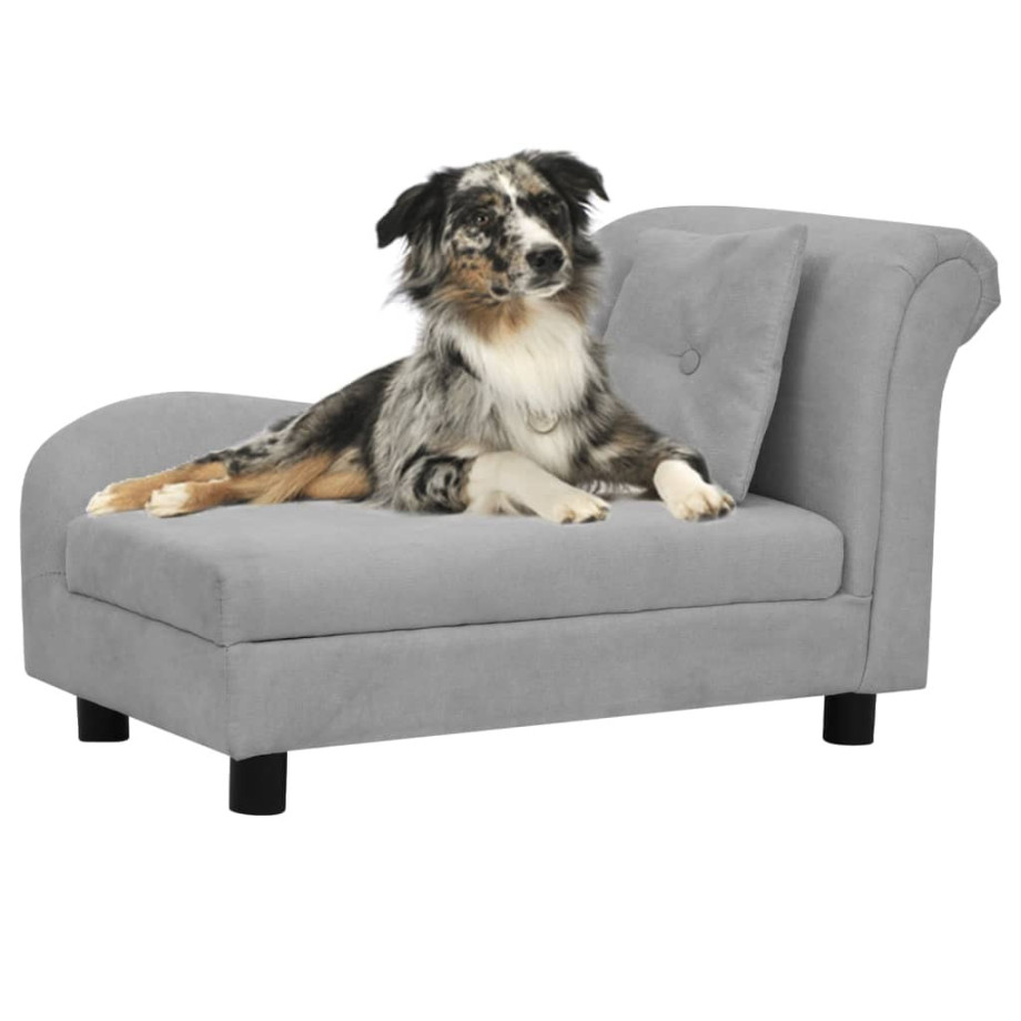 vidaXL Hondenbank met kussen 83x44x44 cm pluche grijs afbeelding 1