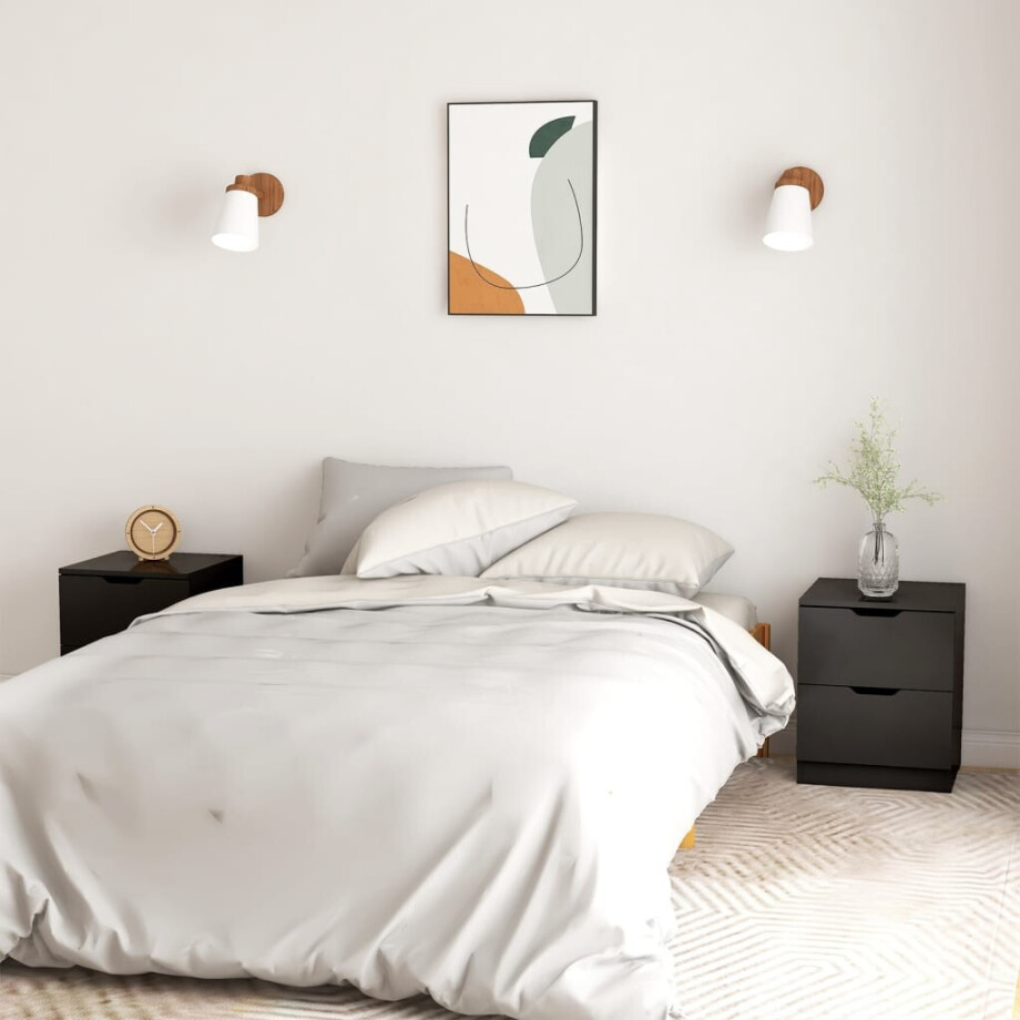 vidaXL Nachtkastjes 2 st 40x40x50 cm bewerkt hout zwart afbeelding 1