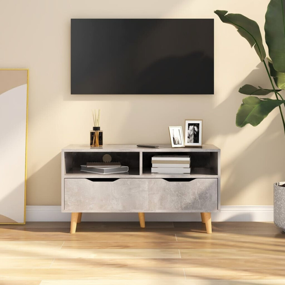 vidaXL Tv-meubel 90x40x48,5 cm bewerkt hout betongrijs afbeelding 1
