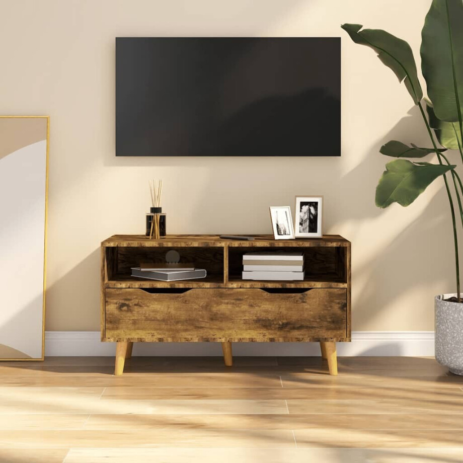 vidaXL Tv-meubel 90x40x48,5 cm bewerkt hout gerookt eikenkleurig afbeelding 1