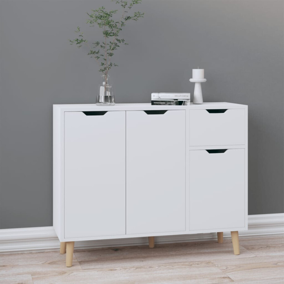 vidaXL Dressoir 90x30x72 cm bewerkt hout wit afbeelding 1